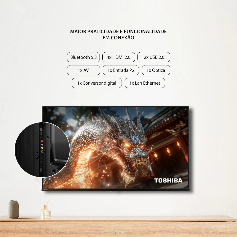 Smart TV QLED 65 4K Toshiba Google TV 4HDMI 2USB Wi-Fi