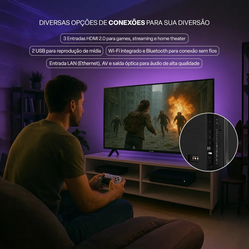 Smart TV QLED 55" 4K Toshiba 55C450NS Google TV 3 HDMI 2 USB Wi-Fi - TB035M