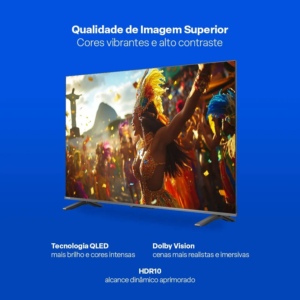 Smart TV QLED 55" 4K Toshiba 55C450NS Google TV 3 HDMI 2 USB Wi-Fi - TB035M