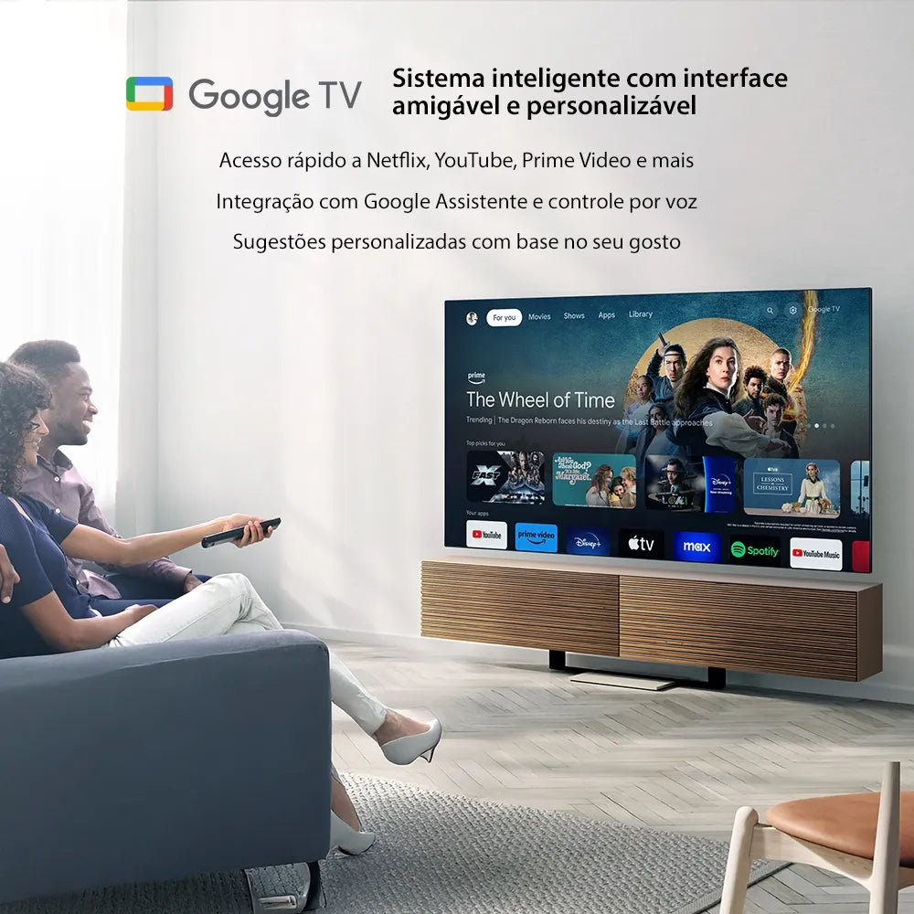 Smart TV QLED 55" 4K Toshiba 55C450NS Google TV 3 HDMI 2 USB Wi-Fi - TB035M