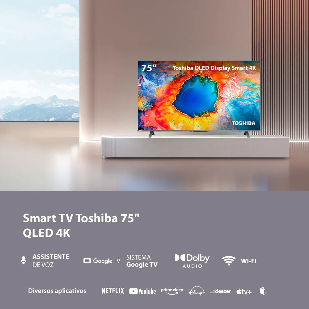Smart TV QLED 75" 4K Toshiba 75C450NS Google TV - TB037M