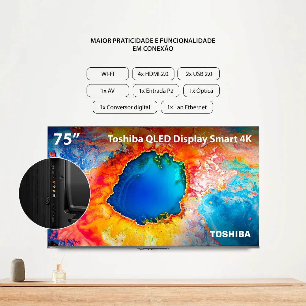 Smart TV QLED 75" 4K Toshiba 75C450NS Google TV - TB037M