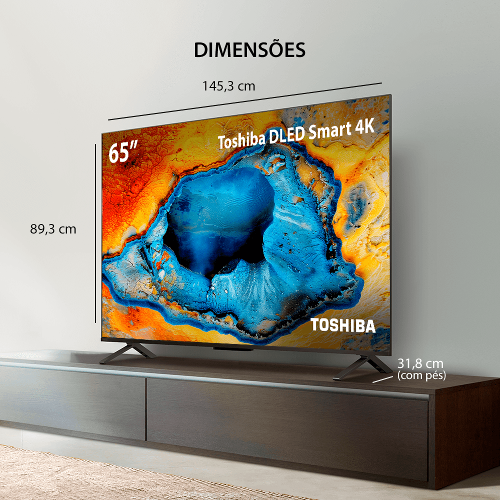 Smart TV DLED 65" 4K Toshiba 65C350NS VIDAA 4 HDMI 2 USB Wi-Fi - TB032M