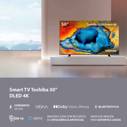 Smart TV DLED 50" 4K Toshiba 50C350NS VIDAA 3 HDMI 2 USB Wi-Fi - TB029M