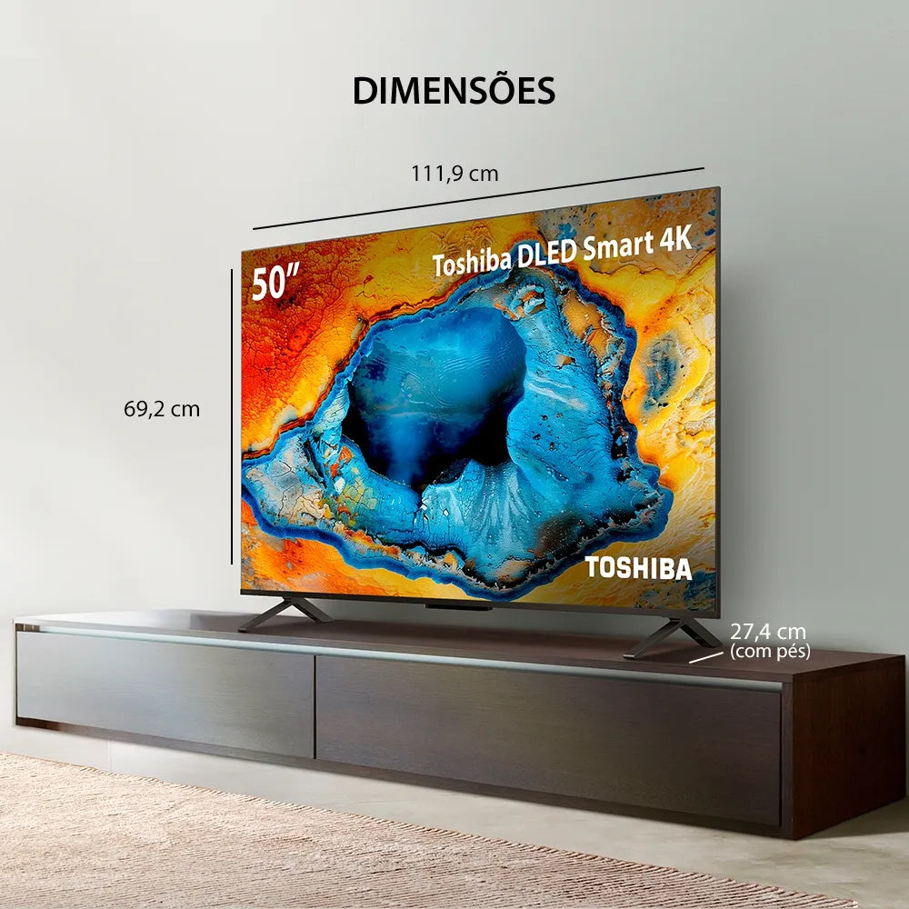 Smart TV DLED 50" 4K Toshiba 50C350NS VIDAA 3 HDMI 2 USB Wi-Fi - TB029M